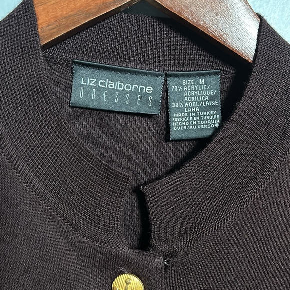 Vintage Liz Claiborne Knit Bordeaux Midi Single Button Dress size M- gently used - Picture 9 of 17
